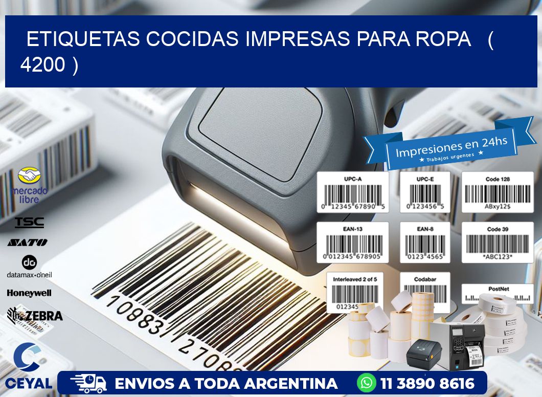 ETIQUETAS COCIDAS IMPRESAS PARA ROPA   ( 4200 )