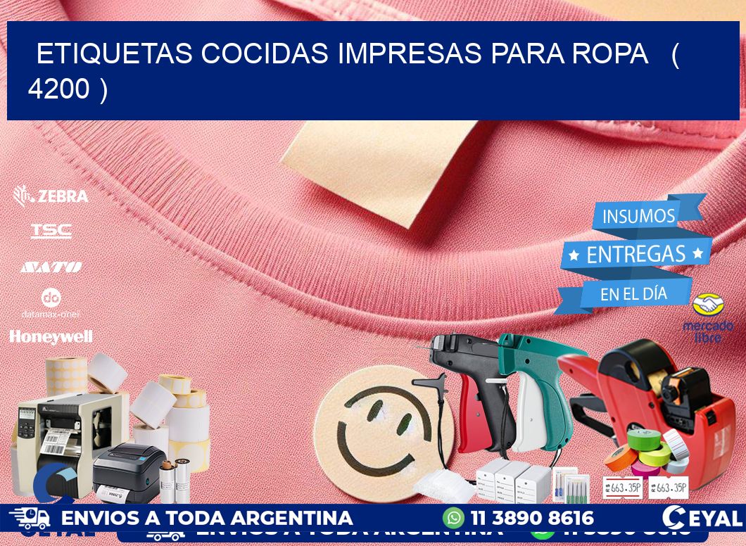 ETIQUETAS COCIDAS IMPRESAS PARA ROPA   ( 4200 )