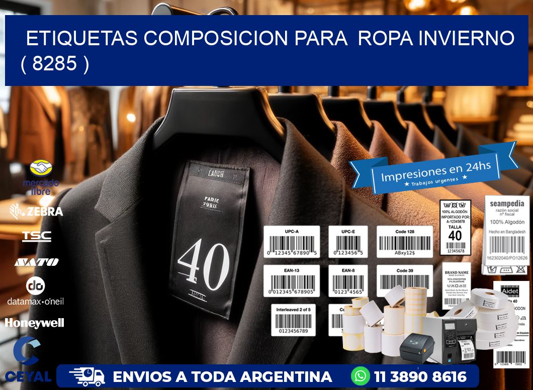 ETIQUETAS COMPOSICION PARA  ROPA INVIERNO   ( 8285 )