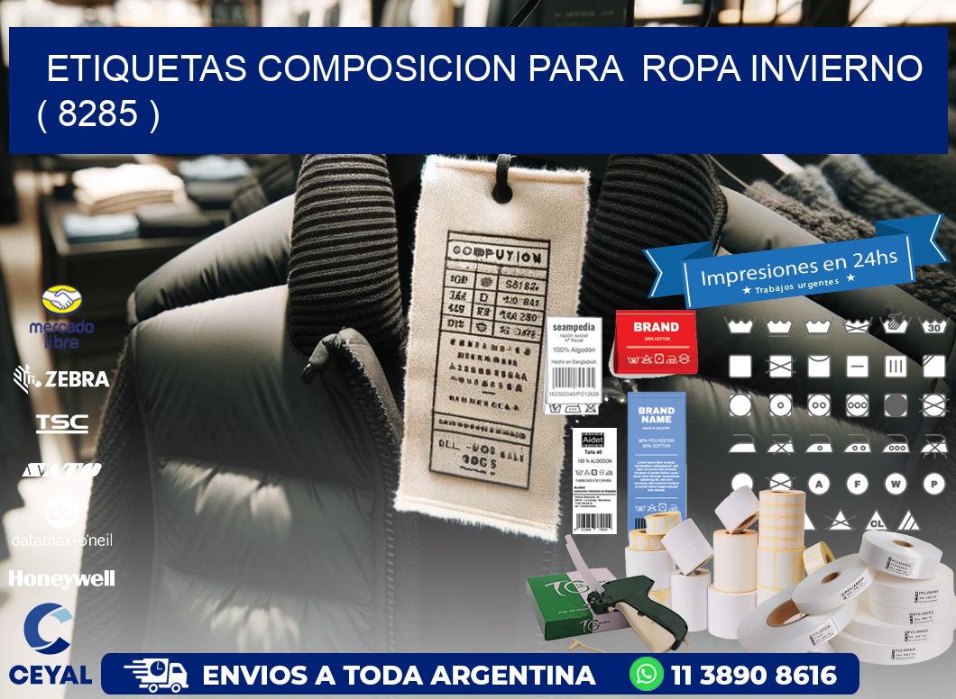 ETIQUETAS COMPOSICION PARA  ROPA INVIERNO   ( 8285 )