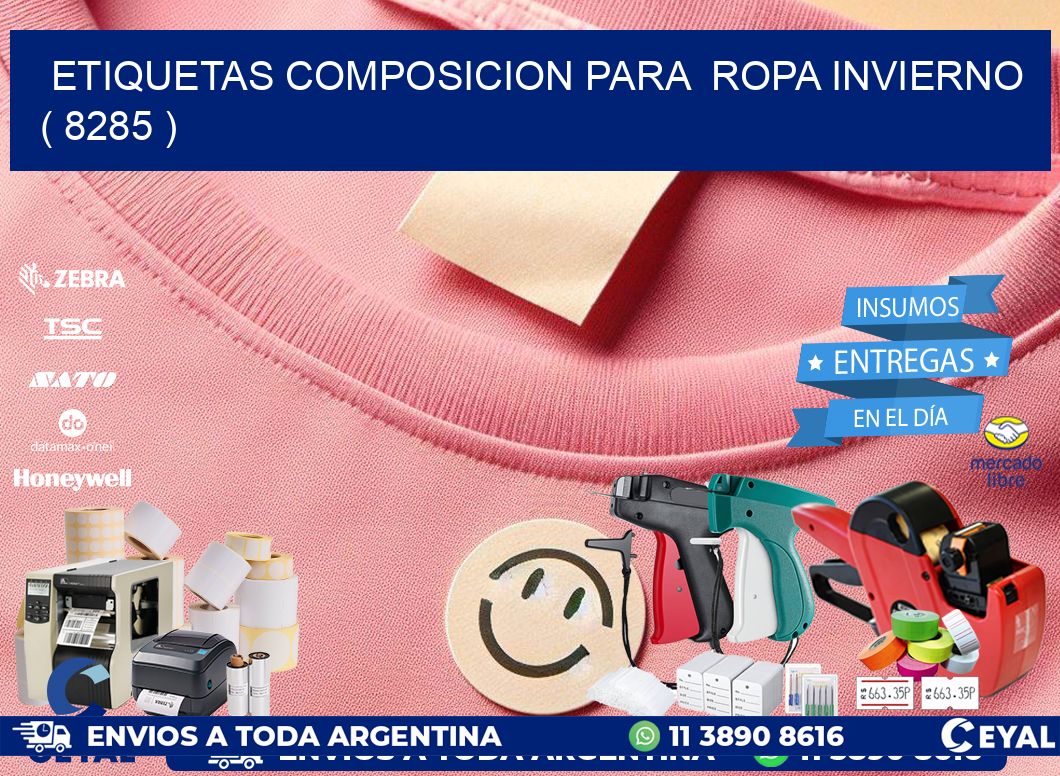 ETIQUETAS COMPOSICION PARA  ROPA INVIERNO   ( 8285 )