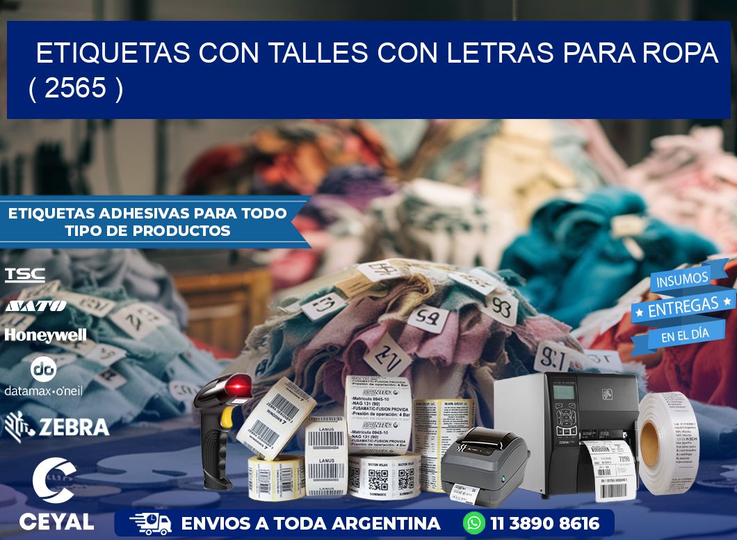 ETIQUETAS CON TALLES CON LETRAS PARA ROPA   ( 2565 )