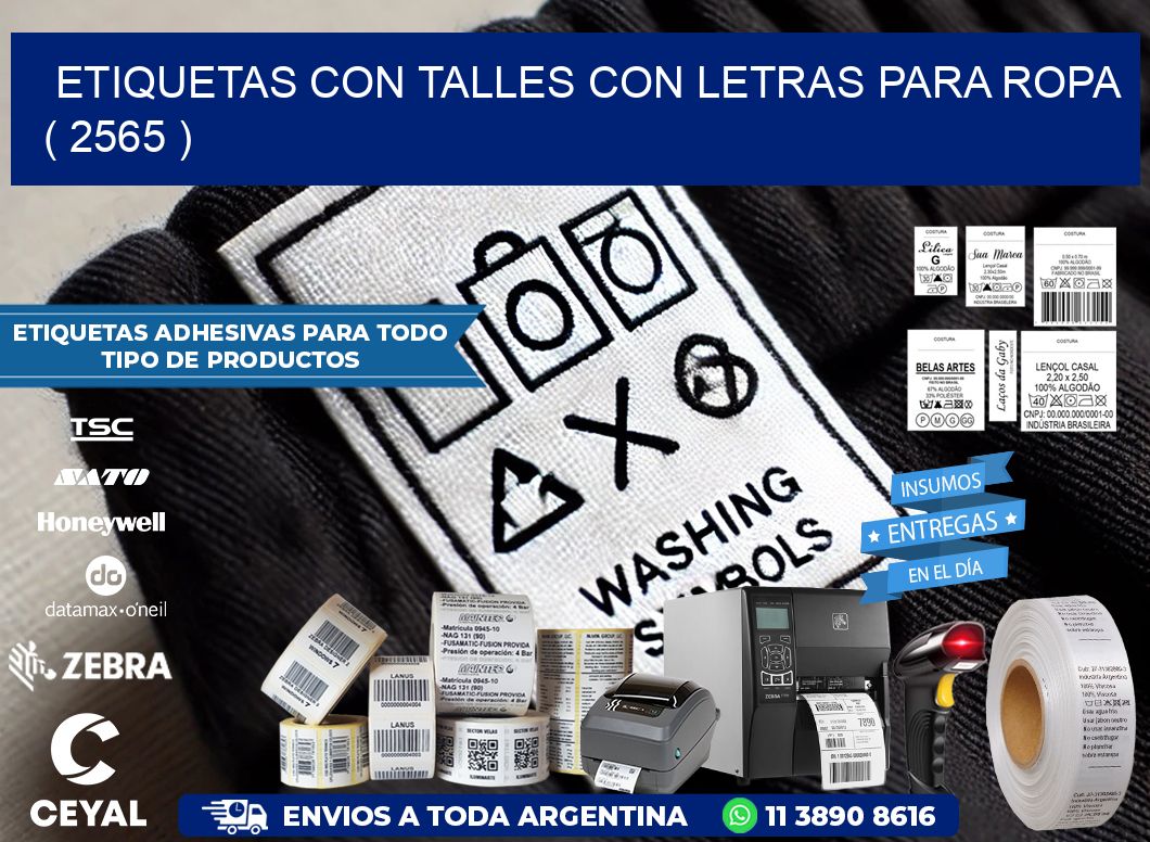 ETIQUETAS CON TALLES CON LETRAS PARA ROPA   ( 2565 )