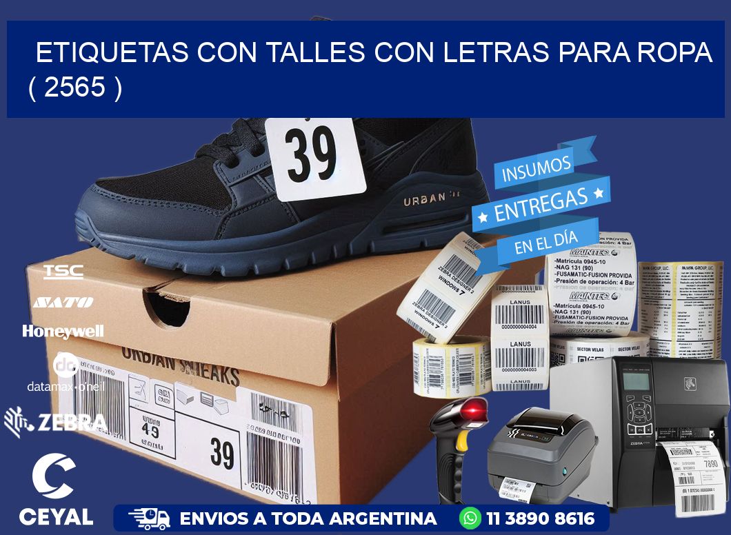 ETIQUETAS CON TALLES CON LETRAS PARA ROPA   ( 2565 )