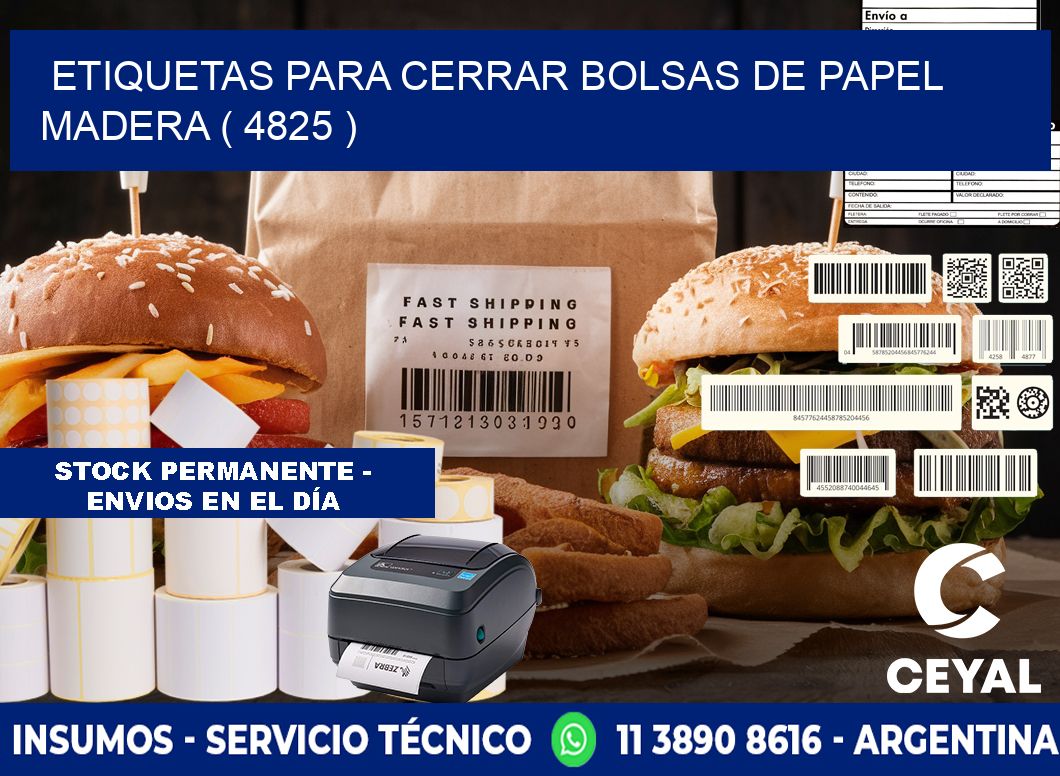 ETIQUETAS PARA CERRAR BOLSAS DE PAPEL MADERA ( 4825 )