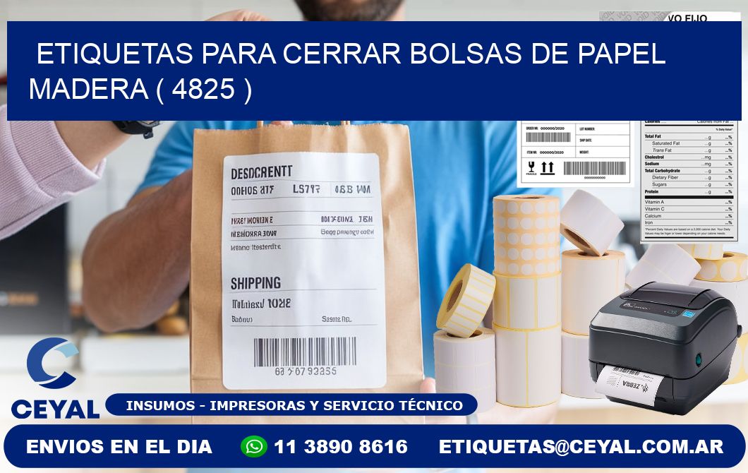 ETIQUETAS PARA CERRAR BOLSAS DE PAPEL MADERA ( 4825 )