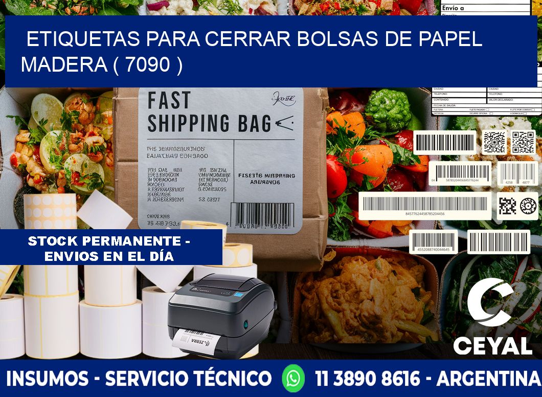 ETIQUETAS PARA CERRAR BOLSAS DE PAPEL MADERA ( 7090 )