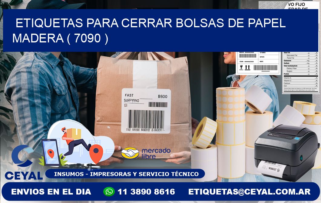 ETIQUETAS PARA CERRAR BOLSAS DE PAPEL MADERA ( 7090 )