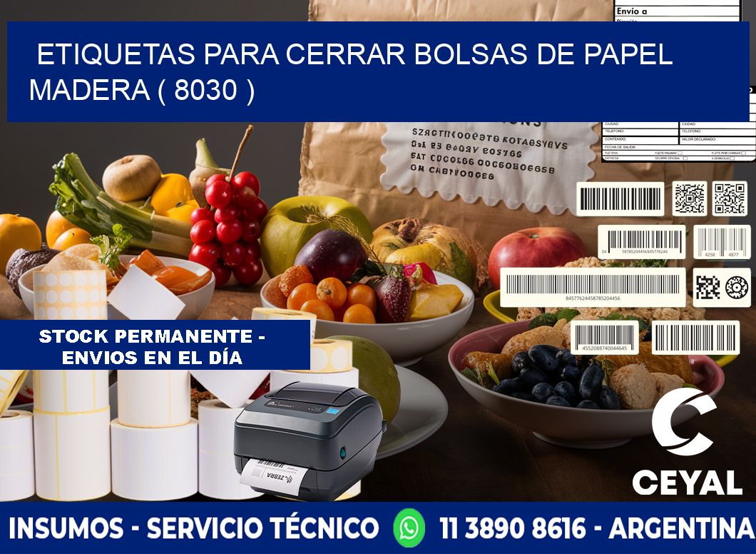 ETIQUETAS PARA CERRAR BOLSAS DE PAPEL MADERA ( 8030 )