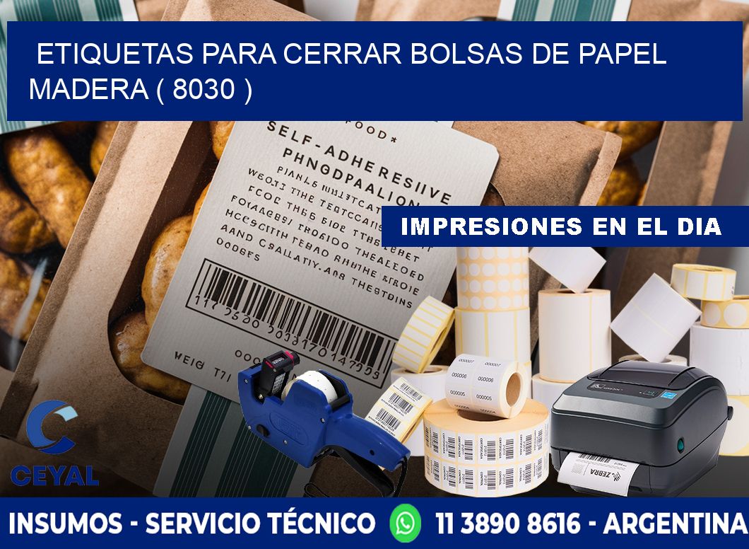 ETIQUETAS PARA CERRAR BOLSAS DE PAPEL MADERA ( 8030 )