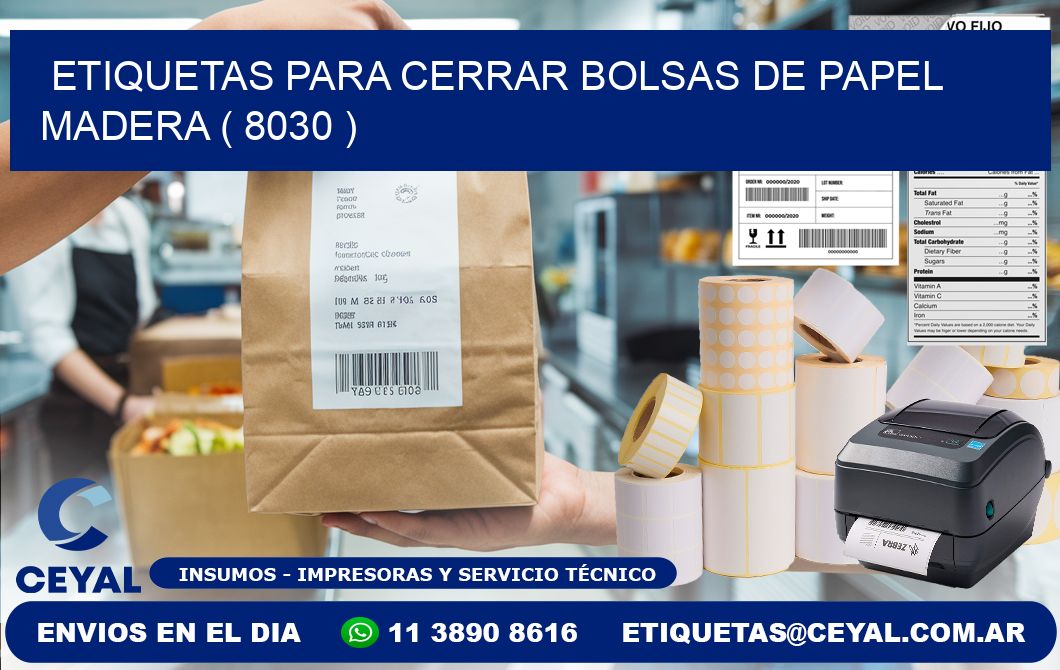 ETIQUETAS PARA CERRAR BOLSAS DE PAPEL MADERA ( 8030 )