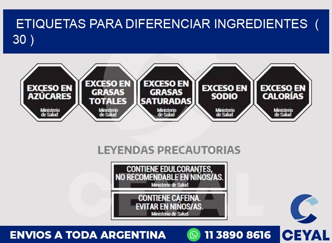 ETIQUETAS PARA DIFERENCIAR INGREDIENTES  ( 30 )