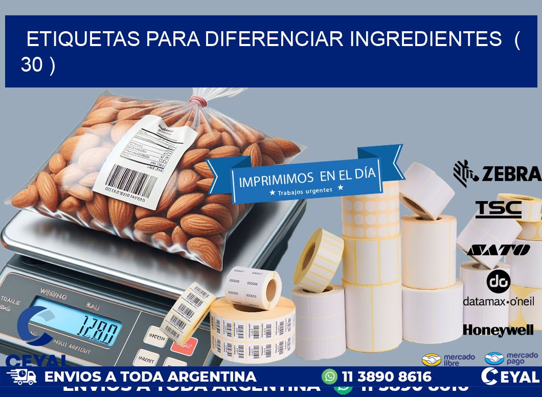 ETIQUETAS PARA DIFERENCIAR INGREDIENTES  ( 30 )