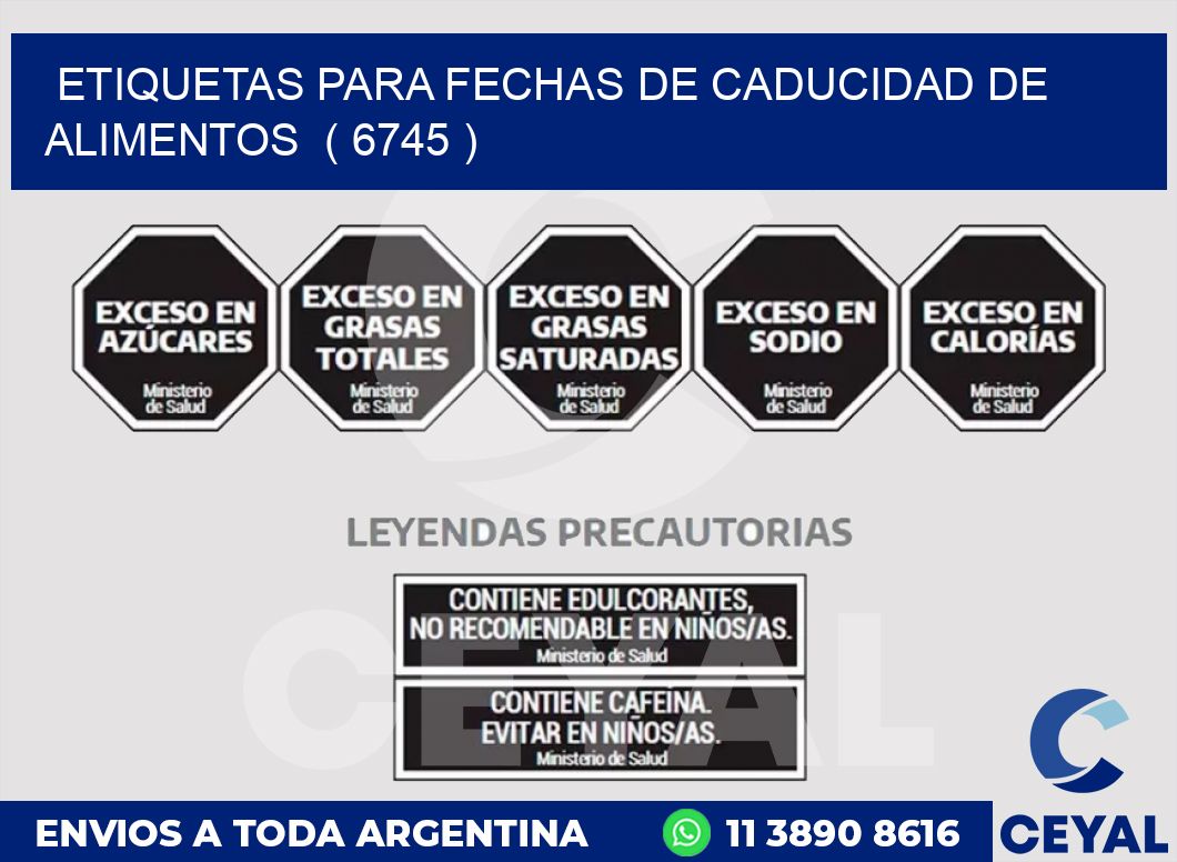 ETIQUETAS PARA FECHAS DE CADUCIDAD DE ALIMENTOS  ( 6745 )