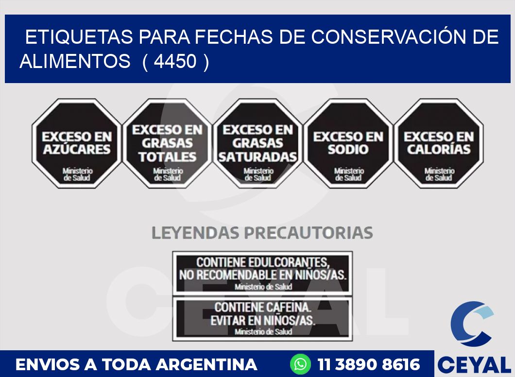 ETIQUETAS PARA FECHAS DE CONSERVACIÓN DE ALIMENTOS  ( 4450 )