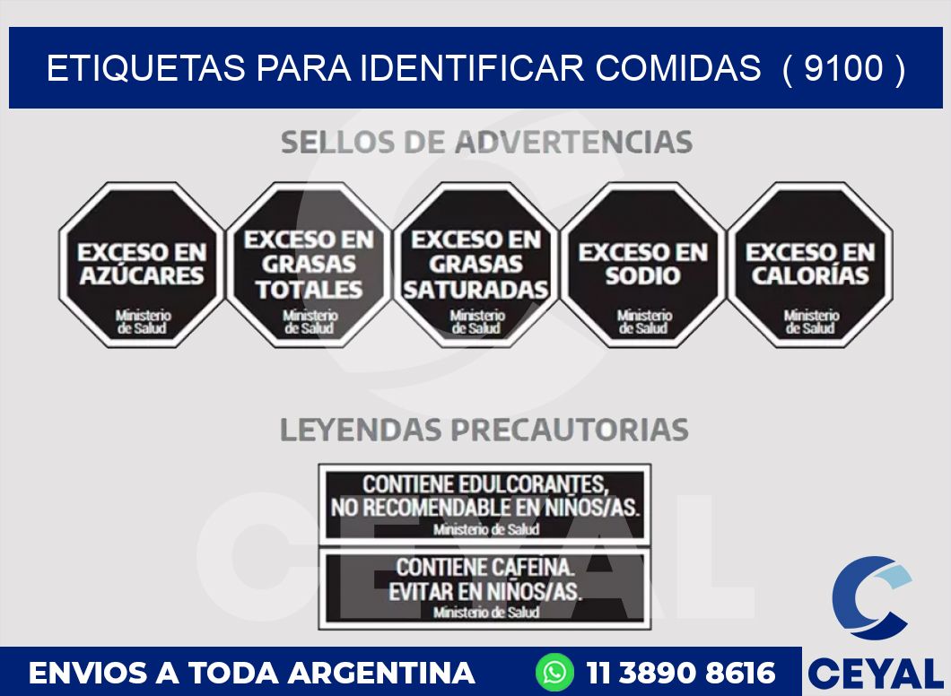 ETIQUETAS PARA IDENTIFICAR COMIDAS  ( 9100 )