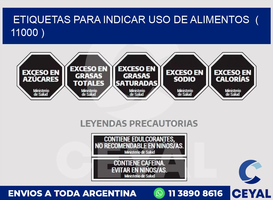 ETIQUETAS PARA INDICAR USO DE ALIMENTOS  ( 11000 )