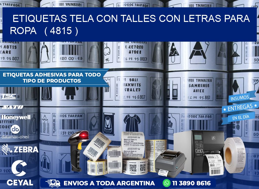 ETIQUETAS TELA CON TALLES CON LETRAS PARA ROPA   ( 4815 )