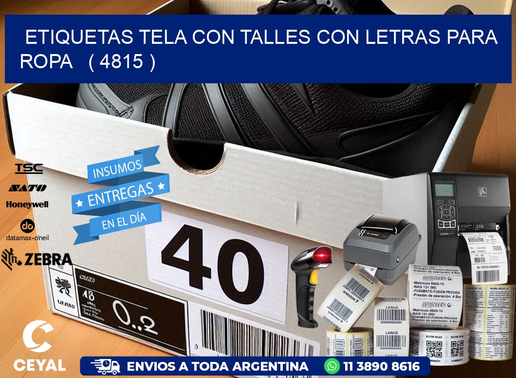 ETIQUETAS TELA CON TALLES CON LETRAS PARA ROPA   ( 4815 )