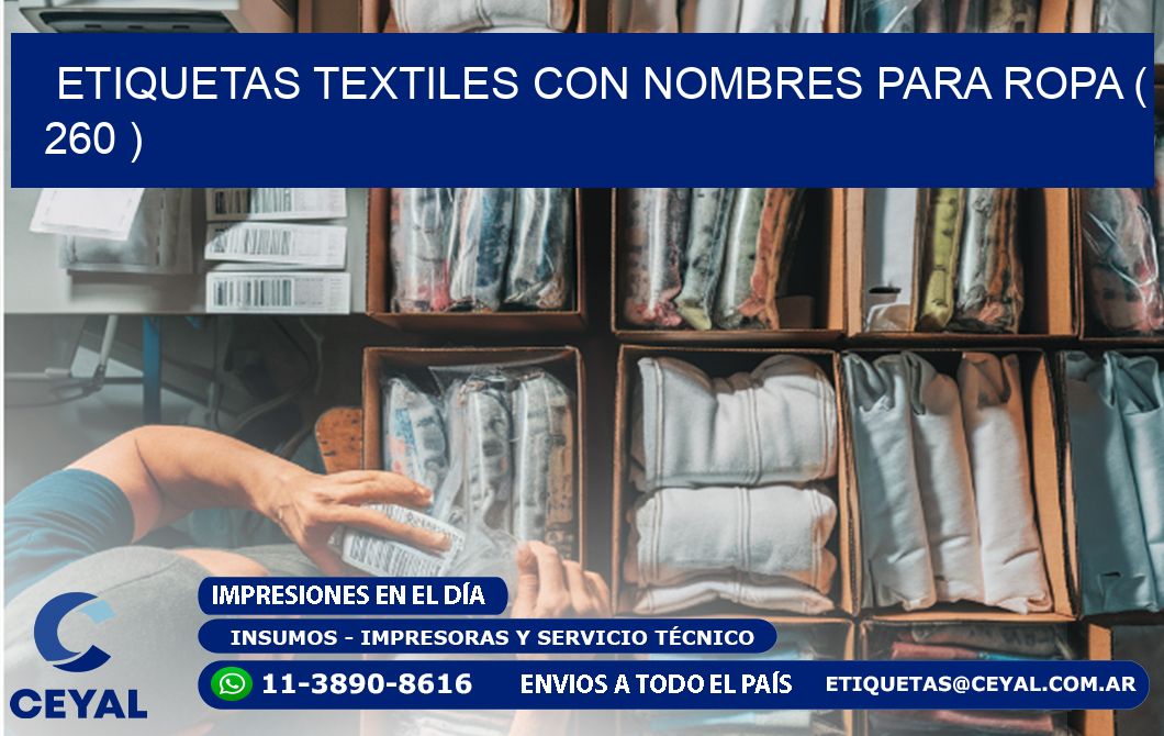 ETIQUETAS TEXTILES CON NOMBRES PARA ROPA ( 260 )