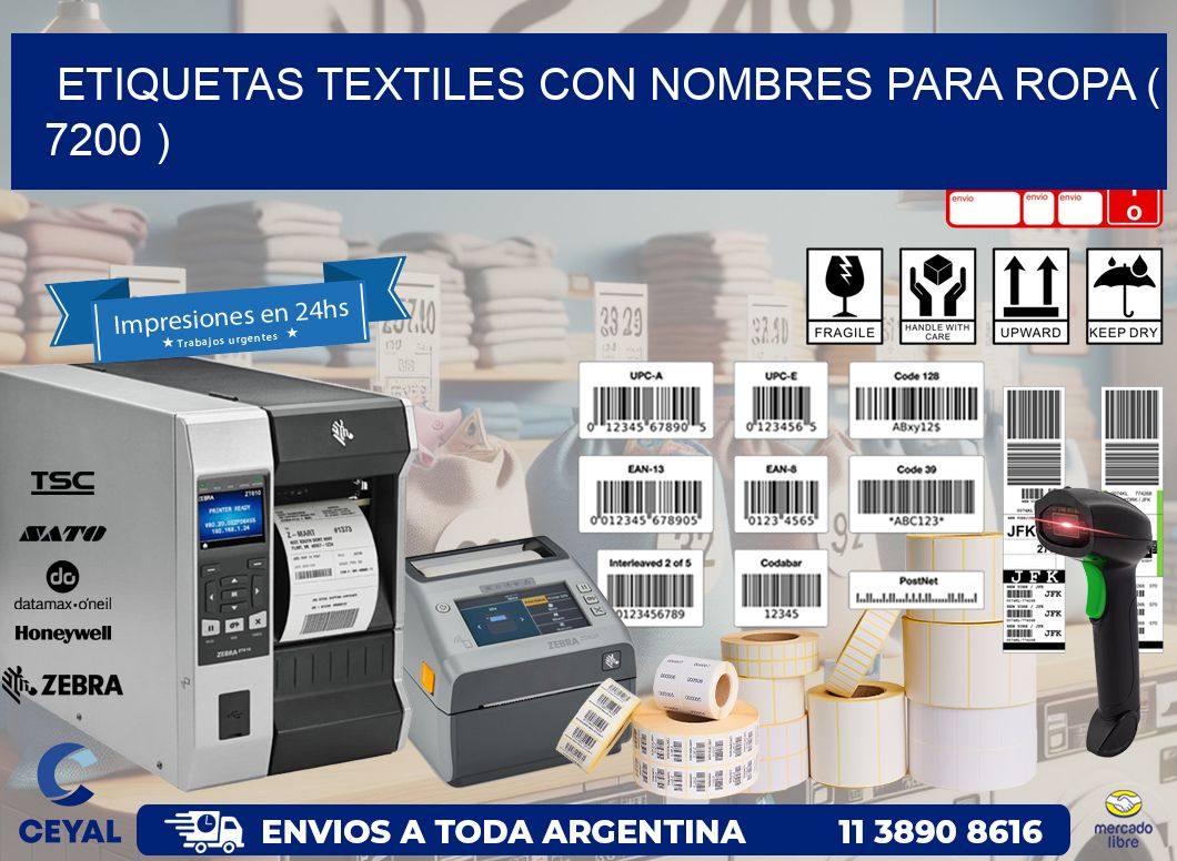 ETIQUETAS TEXTILES CON NOMBRES PARA ROPA ( 7200 )