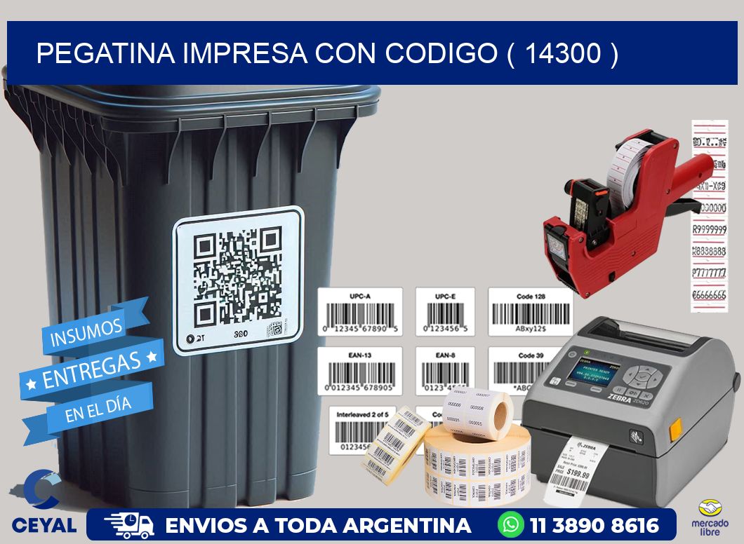 PEGATINA IMPRESA CON CODIGO ( 14300 )