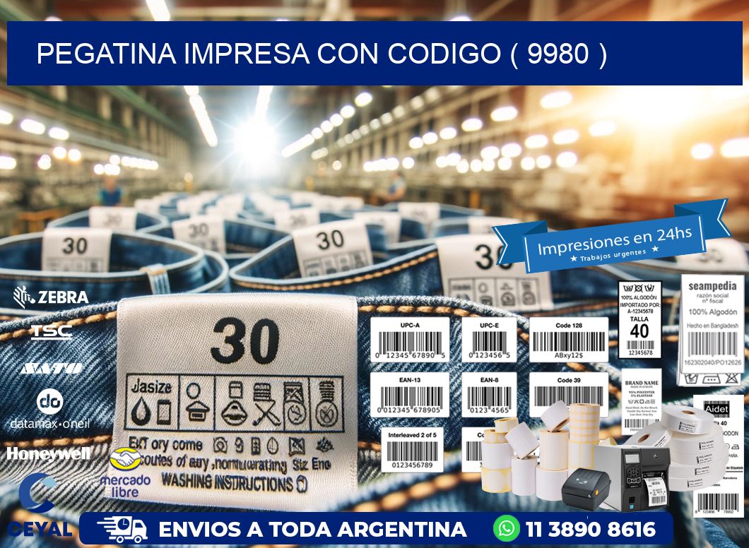 PEGATINA IMPRESA CON CODIGO ( 9980 )