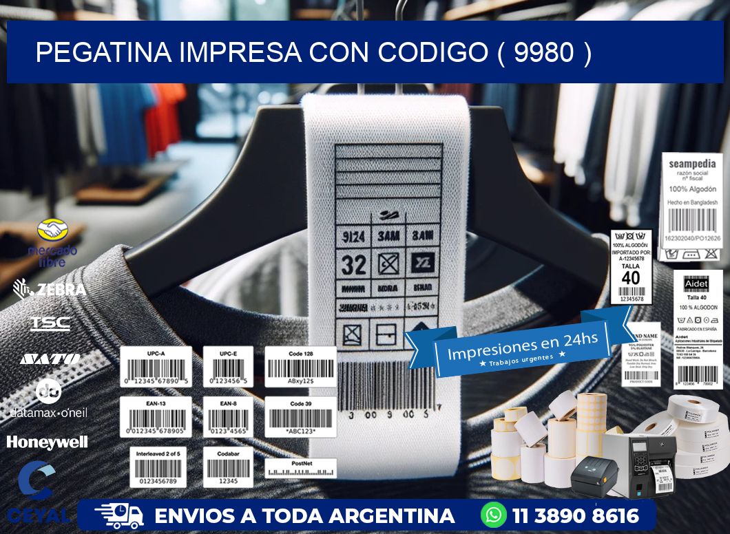 PEGATINA IMPRESA CON CODIGO ( 9980 )