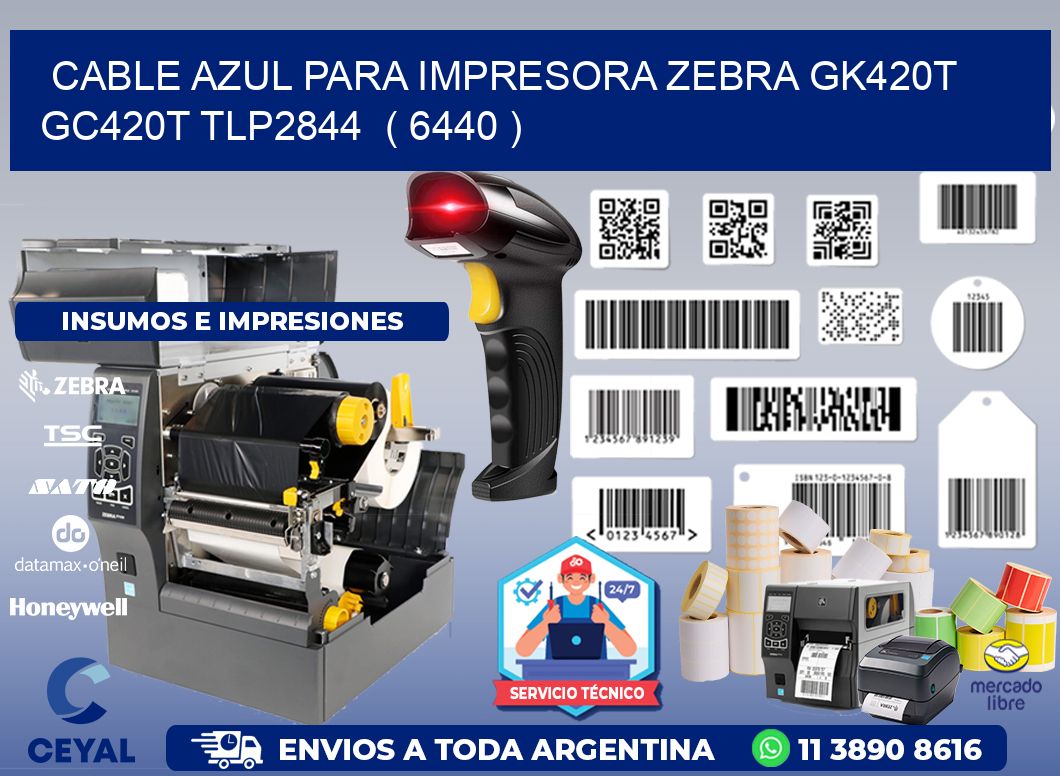 cable azul para impresora zebra GK420T GC420T TLP2844  ( 6440 )