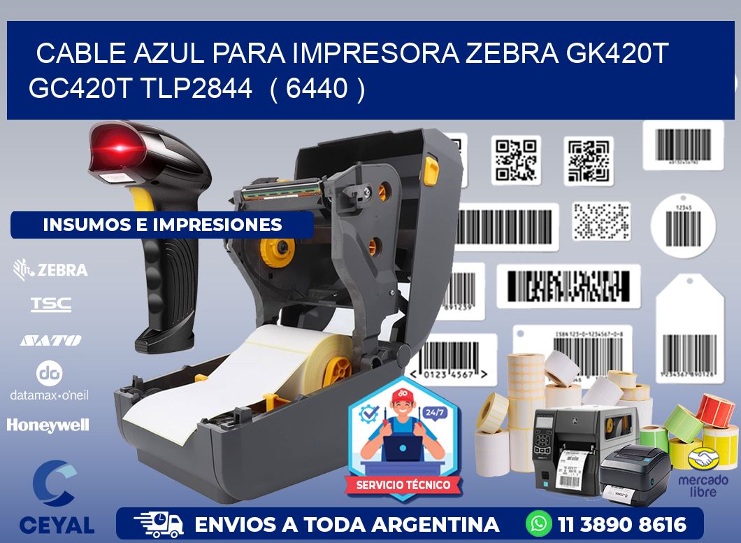 cable azul para impresora zebra GK420T GC420T TLP2844  ( 6440 )