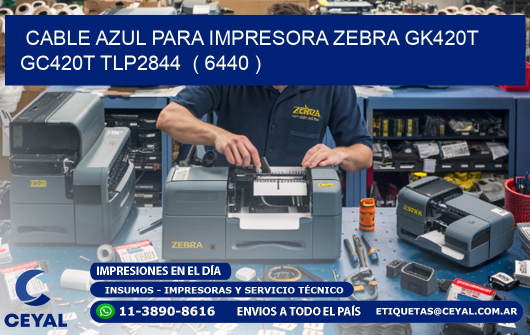 cable azul para impresora zebra GK420T GC420T TLP2844  ( 6440 )