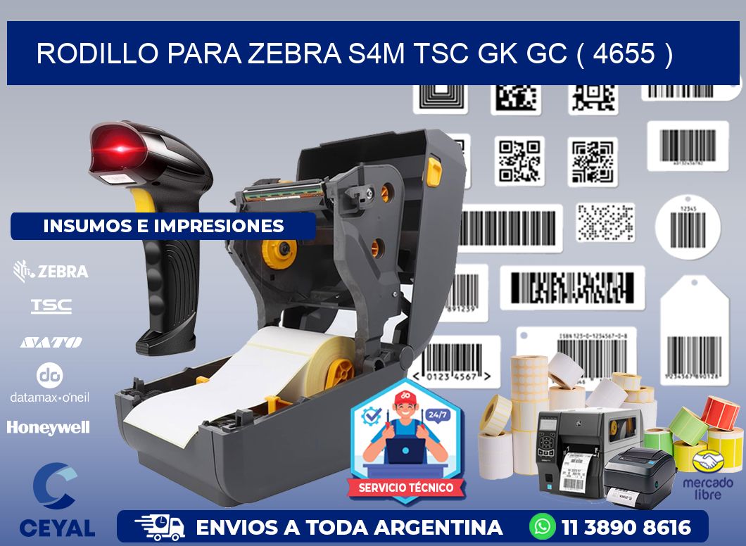 rodillo para zebra S4M TSC GK GC ( 4655 )