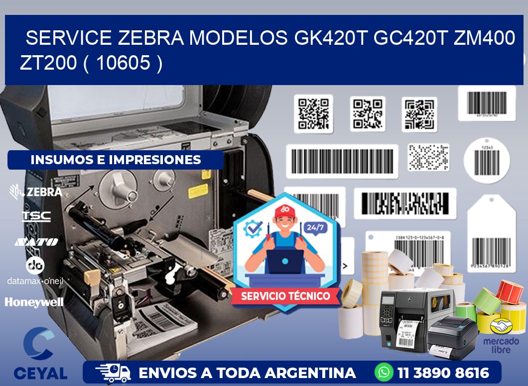 service zebra MODELOS GK420T GC420T ZM400 ZT200 ( 10605 )