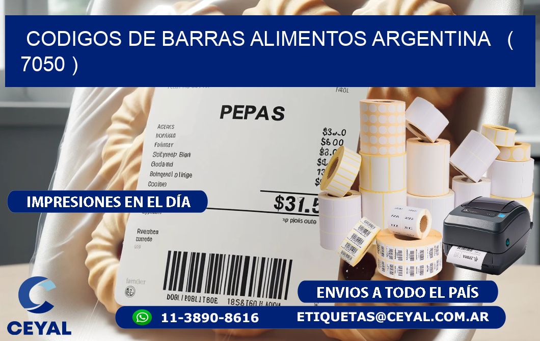 CODIGOS DE BARRAS ALIMENTOS ARGENTINA   ( 7050 )