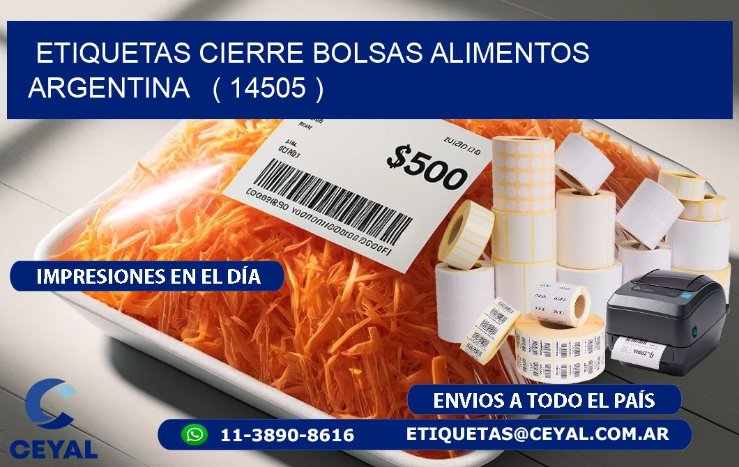 ETIQUETAS CIERRE BOLSAS ALIMENTOS ARGENTINA   ( 14505 )