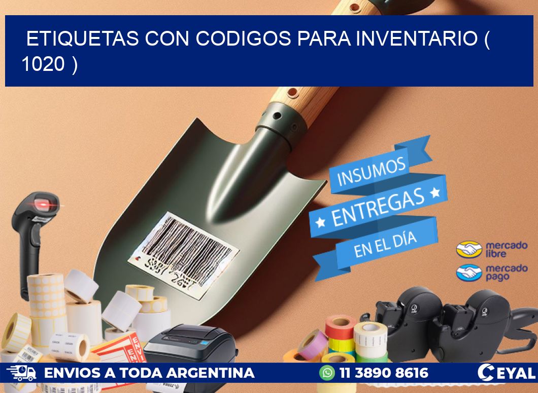 ETIQUETAS CON CODIGOS PARA INVENTARIO ( 1020 )