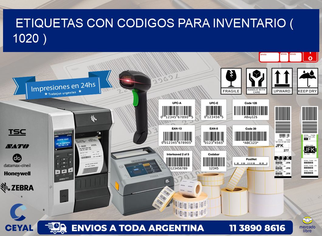 ETIQUETAS CON CODIGOS PARA INVENTARIO ( 1020 )