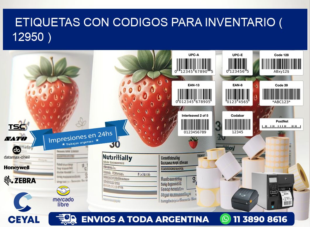 ETIQUETAS CON CODIGOS PARA INVENTARIO ( 12950 )