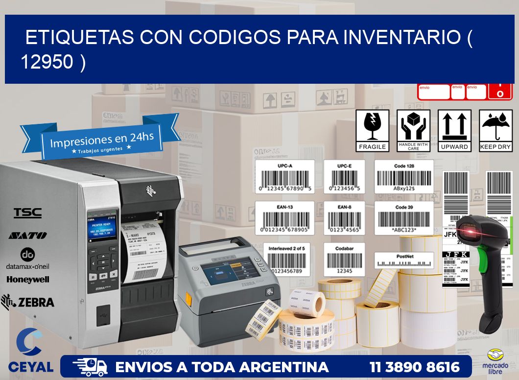 ETIQUETAS CON CODIGOS PARA INVENTARIO ( 12950 )