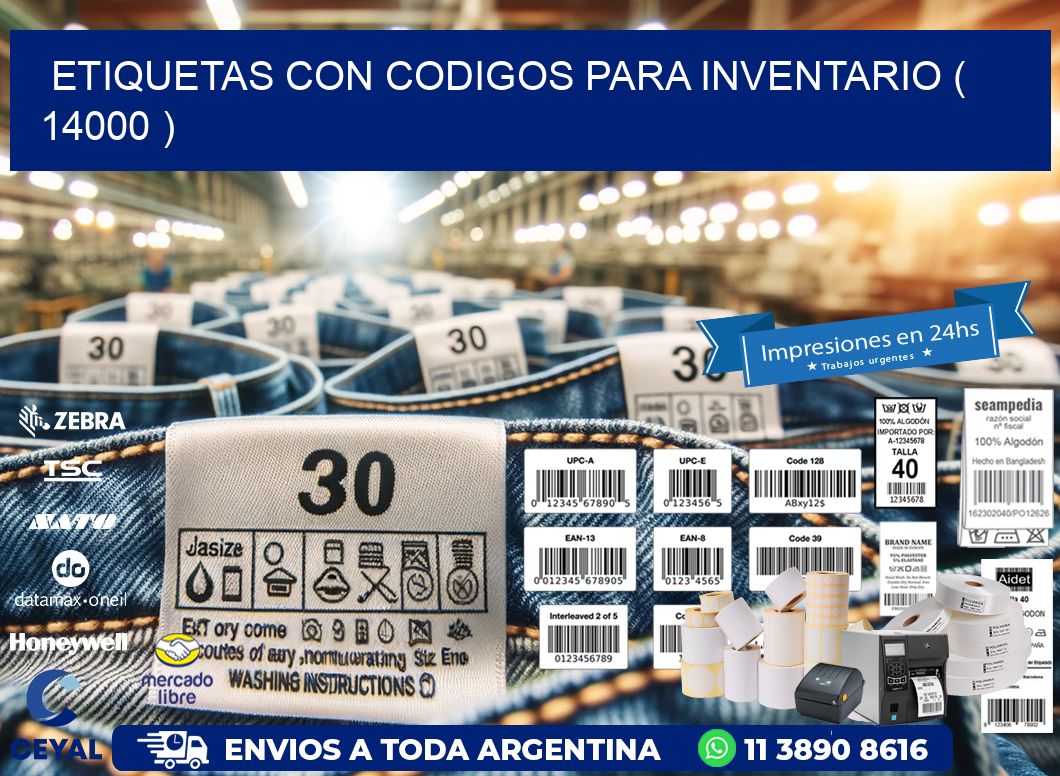 ETIQUETAS CON CODIGOS PARA INVENTARIO ( 14000 )