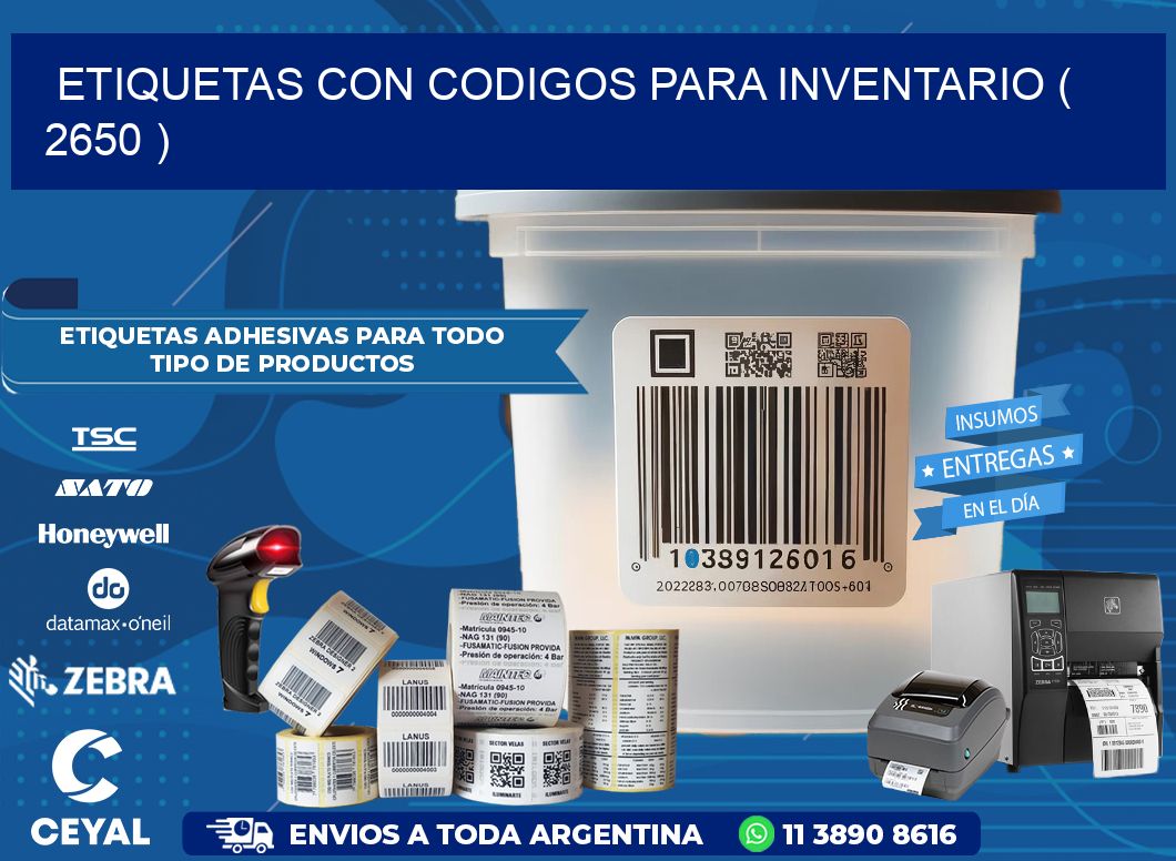 ETIQUETAS CON CODIGOS PARA INVENTARIO ( 2650 )