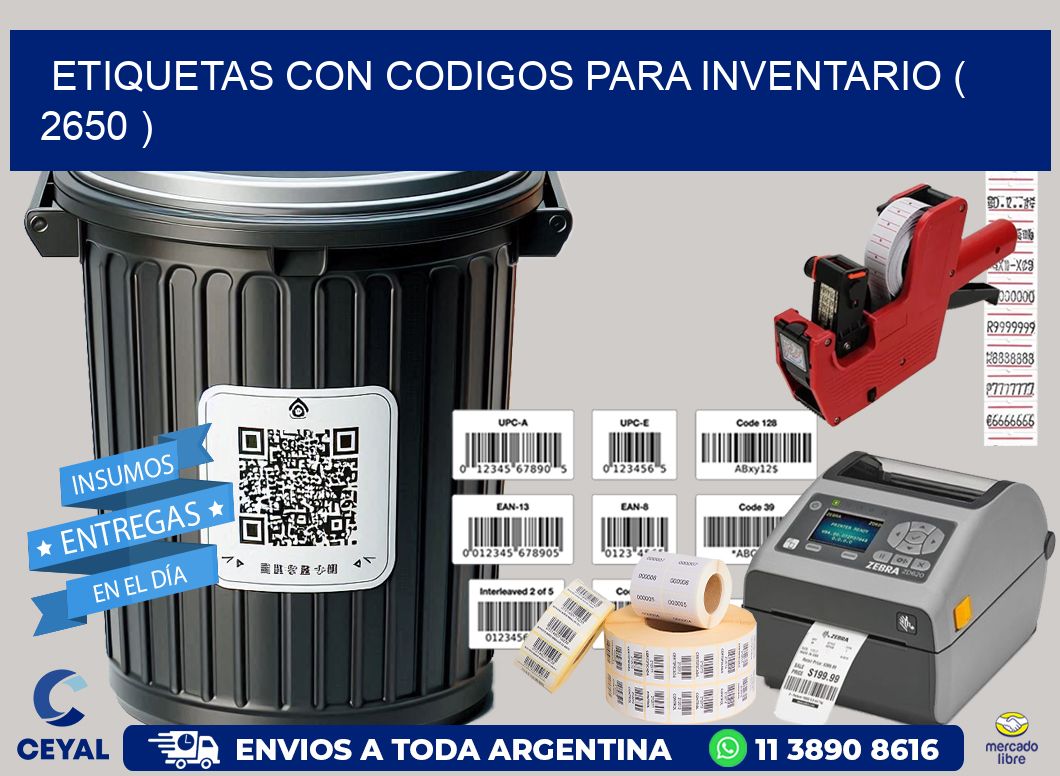 ETIQUETAS CON CODIGOS PARA INVENTARIO ( 2650 )