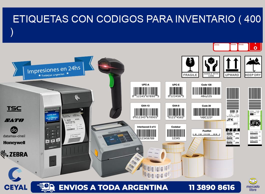 ETIQUETAS CON CODIGOS PARA INVENTARIO ( 400 )