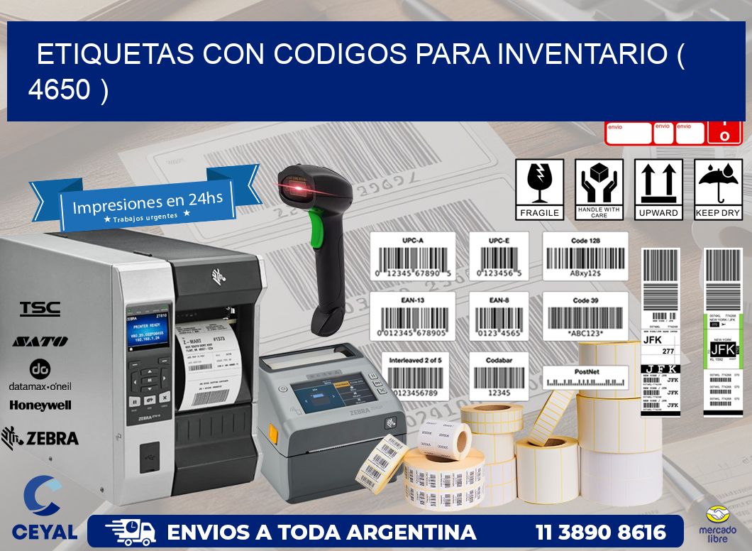 ETIQUETAS CON CODIGOS PARA INVENTARIO ( 4650 )