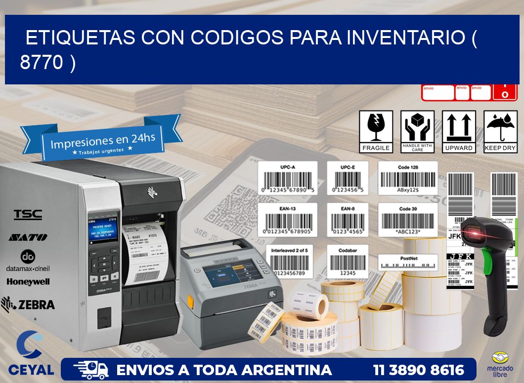 ETIQUETAS CON CODIGOS PARA INVENTARIO ( 8770 )