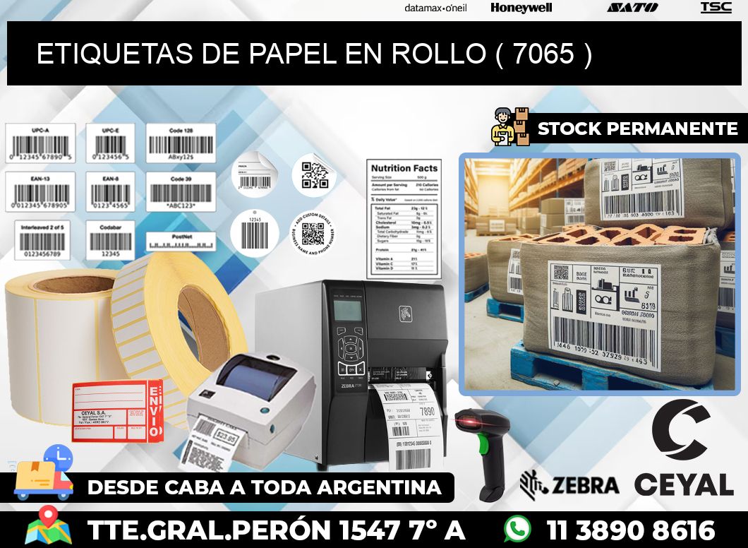 ETIQUETAS DE PAPEL EN ROLLO ( 7065 )