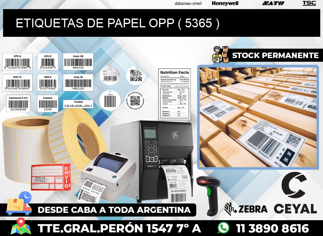 ETIQUETAS DE PAPEL OPP ( 5365 )