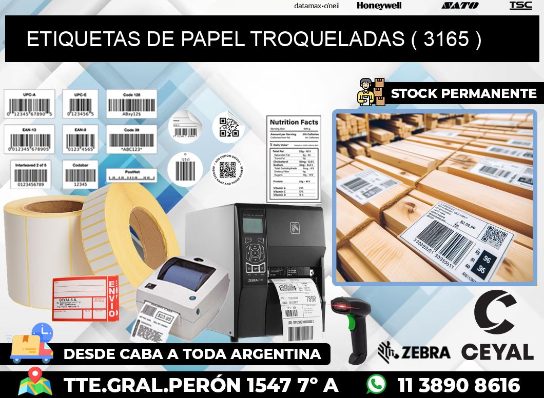 ETIQUETAS DE PAPEL TROQUELADAS ( 3165 )