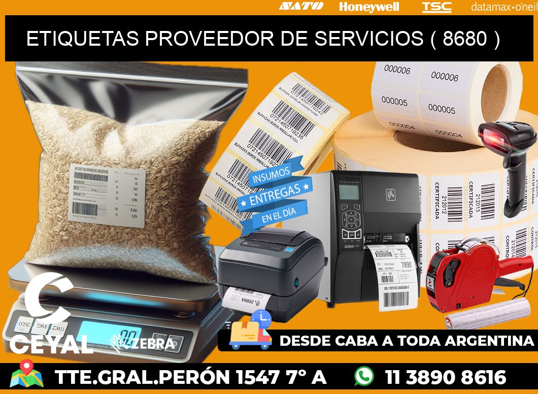 ETIQUETAS PROVEEDOR DE SERVICIOS ( 8680 )