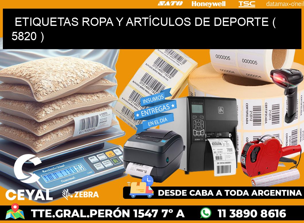 ETIQUETAS ROPA Y ARTÍCULOS DE DEPORTE ( 5820 )